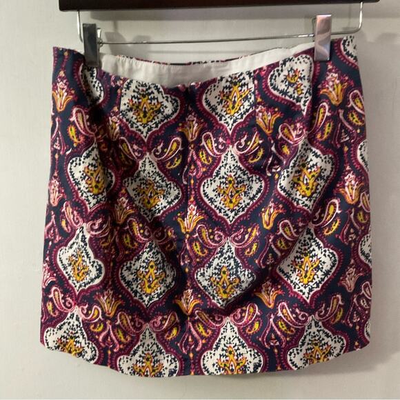 J. Crew Factory Navy Blue/ Pink Paisley Mini Skirt 4 Dopamine Boho Classic Prep - Picture 2 of 6